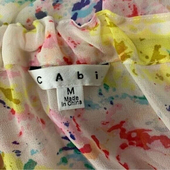 Cabi Watercolor Floral Print Off Shoulder Blouse Medium Boho Spring Summer Top - Picture 4 of 5